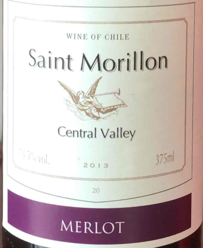 2018 saint morillon merlot, central valley, chile