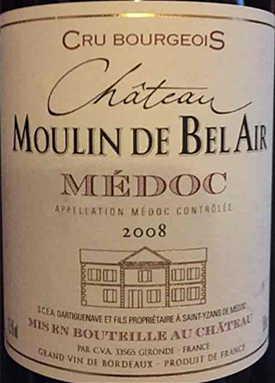 2017 chateau moulin de bel-air, medoc, france