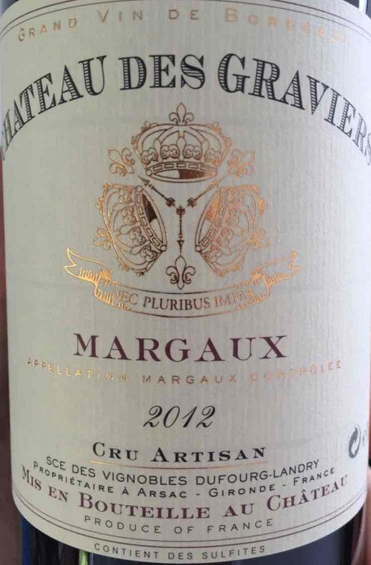 2012 chateau des graviers cru artisan, margaux, france