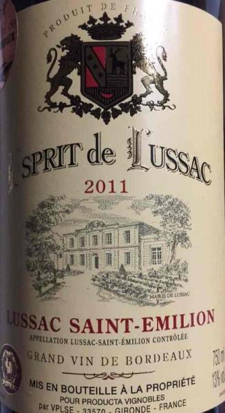 esprit de lussac lussac saint-emilion france红酒评分|葡萄酒