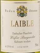 安德魯斯·萊貝爾酒莊白皮諾小房干白葡萄酒(Weingut Andreas Laible Durbacher Plauelrain Weissburgunder Kabinett Trocken, Baden, Germany)