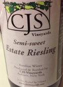 CJS雷司令半甜白葡萄酒(CJS Vineyards Semi-Sweet Riesling, Finger Lakes, USA)