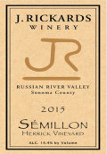 里卡茲賽美蓉干白葡萄酒(J. Rickards Winery Semillon, Russian River Valley, USA)