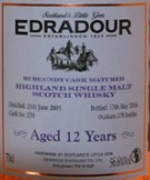 埃德拉多爾12年勃艮第桶陳蘇格蘭單一麥芽威士忌(Edradour Aged 12 Years Burgundy Cask Matured Highland Single Malt Scotch Whisky, Highlands, UK)