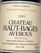 靓茨伯庄园副牌红葡萄酒(Chateau Haut Bages Averous, Pauillac, France)