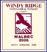 风脊马尔贝克干红葡萄酒(Windy Ridge Winery Malbec, Victoria, Australia)