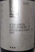 黑格艾科城堡山特級園黑皮諾晚收紅葡萄酒(Weingut Dr. Heger Achkarrer Schlossberg Spatburgunder Spatlese Grosses Gewachs, Baden, Germany)