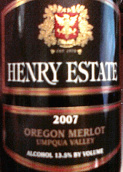 亨利酒莊梅洛干紅葡萄酒(Henry Estate Winery Merlot, Umpqua Valley, USA)