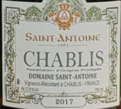 圣安托尼酒莊夏布利干白葡萄酒(Saint-Antoine Chablis, Chablis, France)