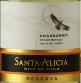 圣愛麗絲酒莊霞多麗白葡萄酒(Santa Alicia Reserva Espiritu de Los Andes Chardonnay, Maipo Valley, Chile)