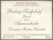 馬丁斯策爾科夫科普夫格拉尼特雷司令干白葡萄酒(Domaine Martin Schaetzel Riesling Kaefferkopf Granit, Alsace Grand Cru, France)