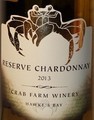 螃蟹酒莊珍藏霞多麗干白葡萄酒(Crab Farm Winery Reserve Chardonnay, Hawke's Bay, New Zealand)