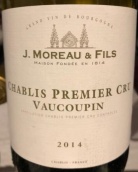 莫羅父子酒莊瓦科賓（夏布利一級園）干白葡萄酒(J. Moreau & Fils Vaucoupin, Chablis Premier Cru, France)