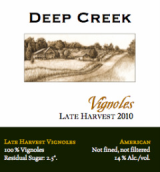 深溪酒莊維諾遲摘甜型白葡萄酒(Deep Creek Cellars Late Harvest Vignoles, Maryland, USA)