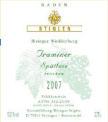 施蒂格勒依瑞恩溫克樂堡塔明娜遲摘干白葡萄酒(Weingut Stigler Ihringen Winklerberg Traminer Sp?tlese trocken, Baden, Germany)