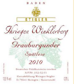施蒂格勒依瑞恩温克乐堡灰皮诺迟摘干白葡萄酒(Weingut Stigler Ihringen Winklerberg Grauburgunder Spätlese trocken, Baden, Germany)