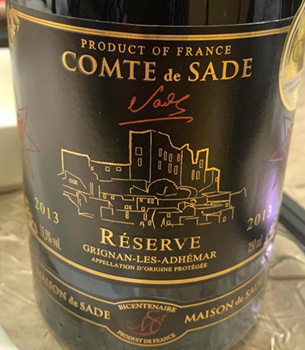 comte de sade reserve, grignan-les-adhemar, france红酒评分|葡萄