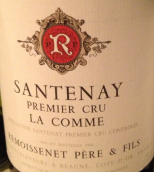 雷穆父子酒莊歌美（桑特奈村）紅葡萄酒(Remoissenet Pere & Fils la Comme, Santenay, France)