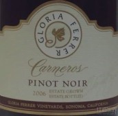 光榮的菲拉黑皮諾紅葡萄酒(Gloria Ferrer Pinot Noir, Carneros, USA)