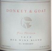 驢子與山羊513干紅葡萄酒(A Donkey and Goat Five Thirteen, El Dorado, USA)