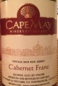 五月角品麗珠干紅葡萄酒(Cape May Cabernet Franc, New Jersey, USA)