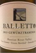 巴樂(lè)圖酒莊瓊瑤漿干白葡萄酒(Balletto Vineyards Gewurztraminer, Russian River Valley, USA)