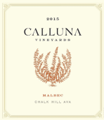 卡露娜酒莊馬爾貝克干紅葡萄酒(Calluna Vineyards Malbec, Chalk Hill, USA)