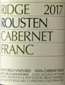 山脊酒莊魯斯騰品麗珠紅葡萄酒(Ridge Vineyards Rousten Cabernet Franc, Santa Cruz Mountains, USA)