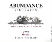 富裕梅洛干紅葡萄酒(Abundance Vineyards Merlot, California, USA)