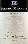 佩德納迪圣克里斯托佛羅巴巴萊斯科干紅葡萄酒(Pietro Rinaldi San Cristoforo Barbaresco DOCG, Piedmont, Italy)