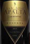 圣約瑟阿帕塔酒莊珍藏佳美娜紅葡萄酒(San Jose de Apalta Reserva Carmenere, Rapel Valley, Chile)