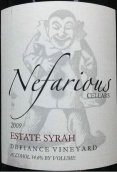 尼菲酒窖迪法恩斯園西拉干紅葡萄酒(秦林湖)(Nefarious Cellars Defiance Vineyard Estate Syrah, Lake Chelan, USA)