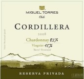 智利桃樂絲科迪勒拉私人珍藏霞多麗干白葡萄酒(Miguel Torres Cordillera Reserva Privada Chardonnay, Curico Valley, Chile)