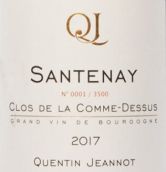 昆汀酒莊康姆-德塞斯（桑特奈村）紅葡萄酒(Quentin Jeannot Clos De La Comme-Dessus, Santenay, France)