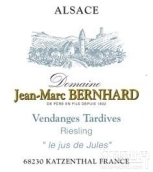 簡(jiǎn)馬克伯恩哈朱爾斯遲摘雷司令白葡萄酒(Domaine Jean-Marc Bernhard Riesling Le Jus de Jules Vendanges Tardives, Alsace, France)