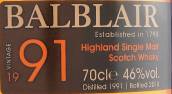 巴布萊爾1991年份蘇格蘭單一麥芽威士忌(Balblair 1991 Vintage Single Malt Scotch Whisky, Highlands, UK)