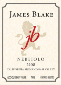 詹姆斯·布雷克酒莊內比奧羅干紅葡萄酒(James Blake Wines Nebbiolo, California Shenandoah Valley, USA)