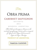卡松家族酒莊歐布菈赤霞珠珍藏紅葡萄酒(Familia Cassone Obra Prima Reserva Cabernet Sauvignon, Mendoza, Argentina)