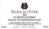 澤巴赫塞爾廷城堡山雷司令逐?？萏丫x甜白葡萄酒(Selbach-Oster Zeltinger Schlossberg Riesling Trockenbeerenauslese, Mosel, Germany)