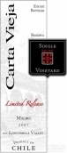 卡塔維嘉單一園限量發(fā)售馬爾貝克干紅葡萄酒(Carta Vieja Single Vineyard Limited Release Malbec, Loncomilla Valley, Chile)