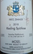 弗里茨齊默晚收雷司令甜白葡萄酒(Fritz Zimmer Riesling Spatlese, Mosel, Germany)