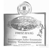 海格布朗伯哲朱弗日晷园雷司令逐粒枯萄精选甜白葡萄酒(Fritz Haag Brauneberger Juffer Sonnenuhr Riesling Trockenbeerenauslese, Mosel, Germany)
