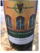 本尼迪斯三扇窗雷司令干白葡萄酒(Beneduce Vineyards Three Windows White Riesling, New Jersey, USA)