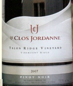 喬丹尼爪嶺黑皮諾干紅葡萄酒(Le Clos Jordanne Talon Ridge Pinot Noir, Vinemount Ridge, Canada)