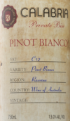 西陲卡拉卜利亞自有Bin白皮諾干白葡萄酒(Westend Estate Calabria Private Bin Pinot Bianco, Riverina, Australia)