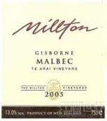 米爾頓艾萊園馬爾貝克干紅葡萄酒(Millton Te Arai Vineyard Malbec, Gisborne, New Zealand)