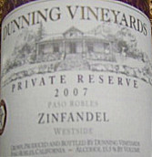 鄧寧私人珍藏仙粉黛干紅葡萄酒(Dunning Vineyards Estate Private Reserve Zinfandel, Paso Robles, USA)