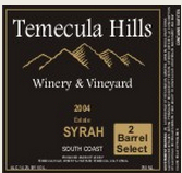 泰梅庫拉雙桶精選西拉干紅葡萄酒(Temecula Hills Winery 2 Barrel Select Syrah, Temecula Valley, USA)