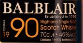 巴布萊爾1990年份蘇格蘭單一麥芽威士忌(Balblair 1990 Vintage Single Malt Scotch Whisky, Highlands, UK)