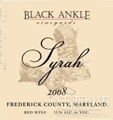 黑腳踝西拉干紅葡萄酒(Black Ankle Syrah, Maryland, USA)